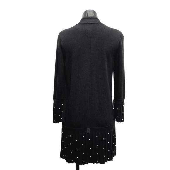 NWT Chicos Fancy Black w/ White Pearls Cardigan Sweater Size 0 - Picture 2 of 5